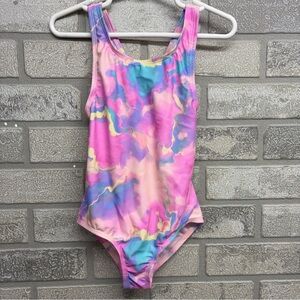 Lands' End Pink and Blue Kids Swim One Piece Size XS 4-5
